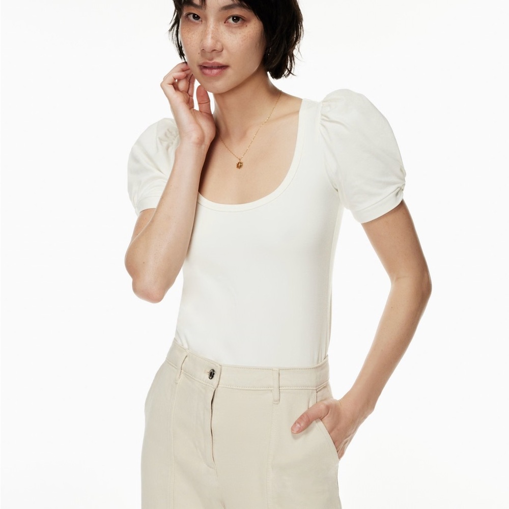ARITIZA wilfred awe square neck puffed sleeve shirt white